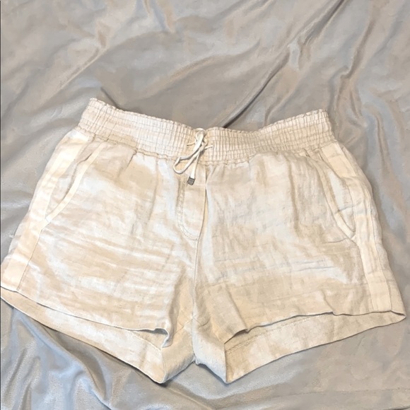 J crew size small Women's natural beige  Linen easy pull on shorts herringbone - Picture 1 of 9